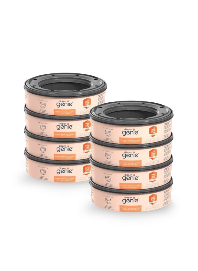 Diaper Genie Bags Refills 270 (Pack of 8) Clean Laundry Scent | Diaper Pail Refills with Max Odor Lock | Holds up to 2160 Newborn Diapers - Image 1