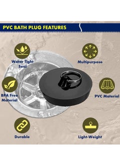KASTWAVE 6 PCS Bathtub Plug Black Rubber Universal Bath Plugs with Hanging Ring, Kitchen Sink Plug  - Image 4