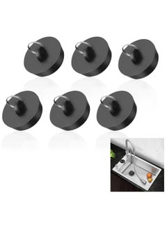 KASTWAVE 6 PCS Bathtub Plug Black Rubber Universal Bath Plugs with Hanging Ring, Kitchen Sink Plug  - Image 1