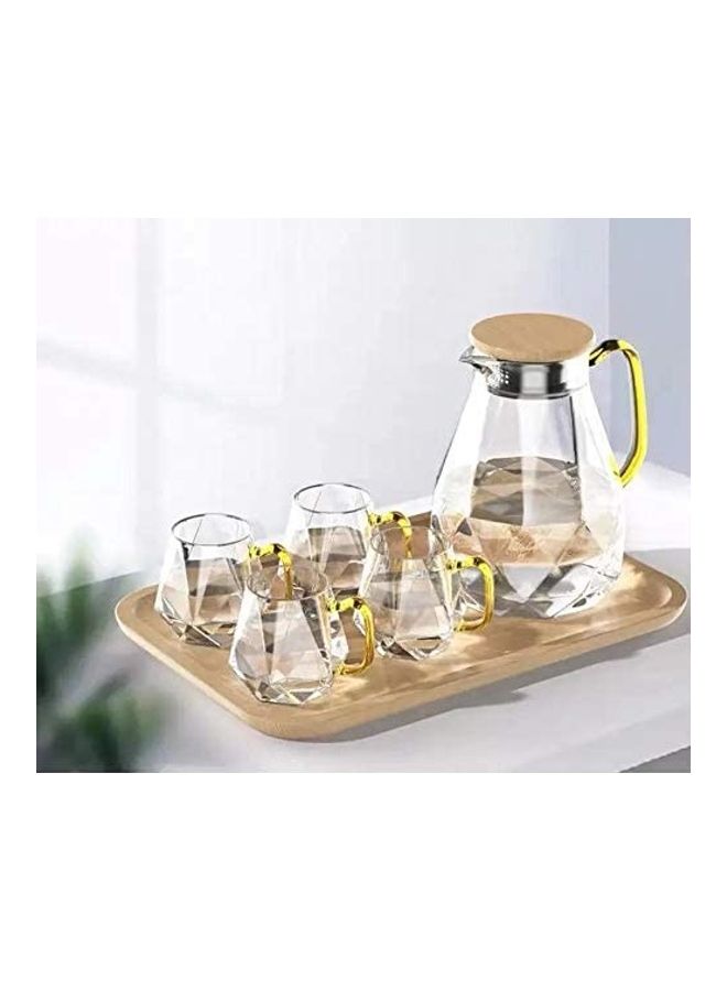 5-Piece Tea Pot Set Clear/Gold 1800ml - Image 1