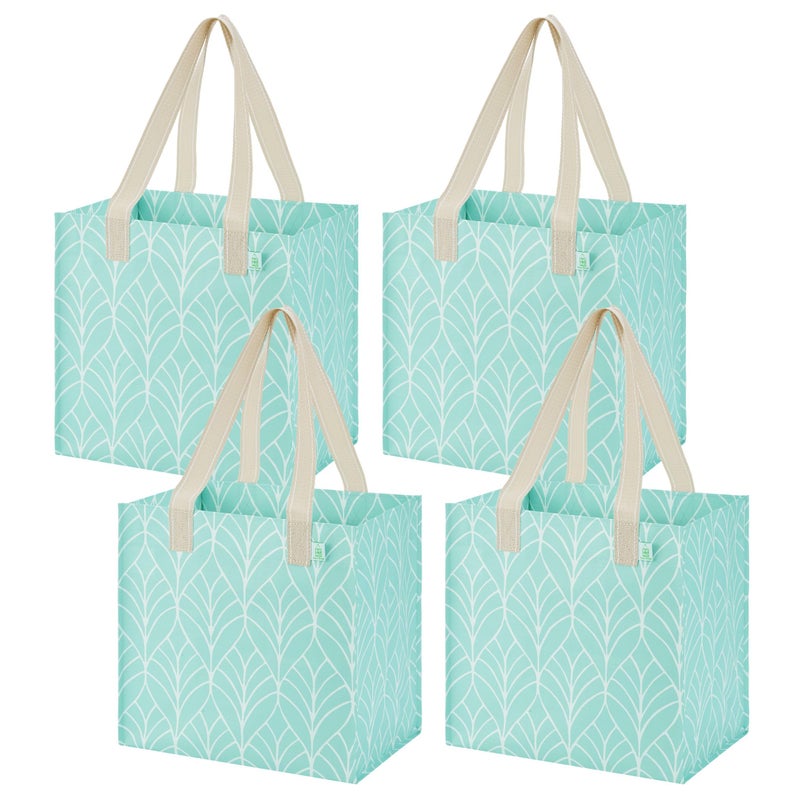 VENO 4 Pack Reusable Grocery Shopping Bags, Heavy-Duty Tote Bags with Handles, for Shopping Cart with Hard Bottom to Stand Upright, Foldable (Evergreen, 4 Pack) - Image 1