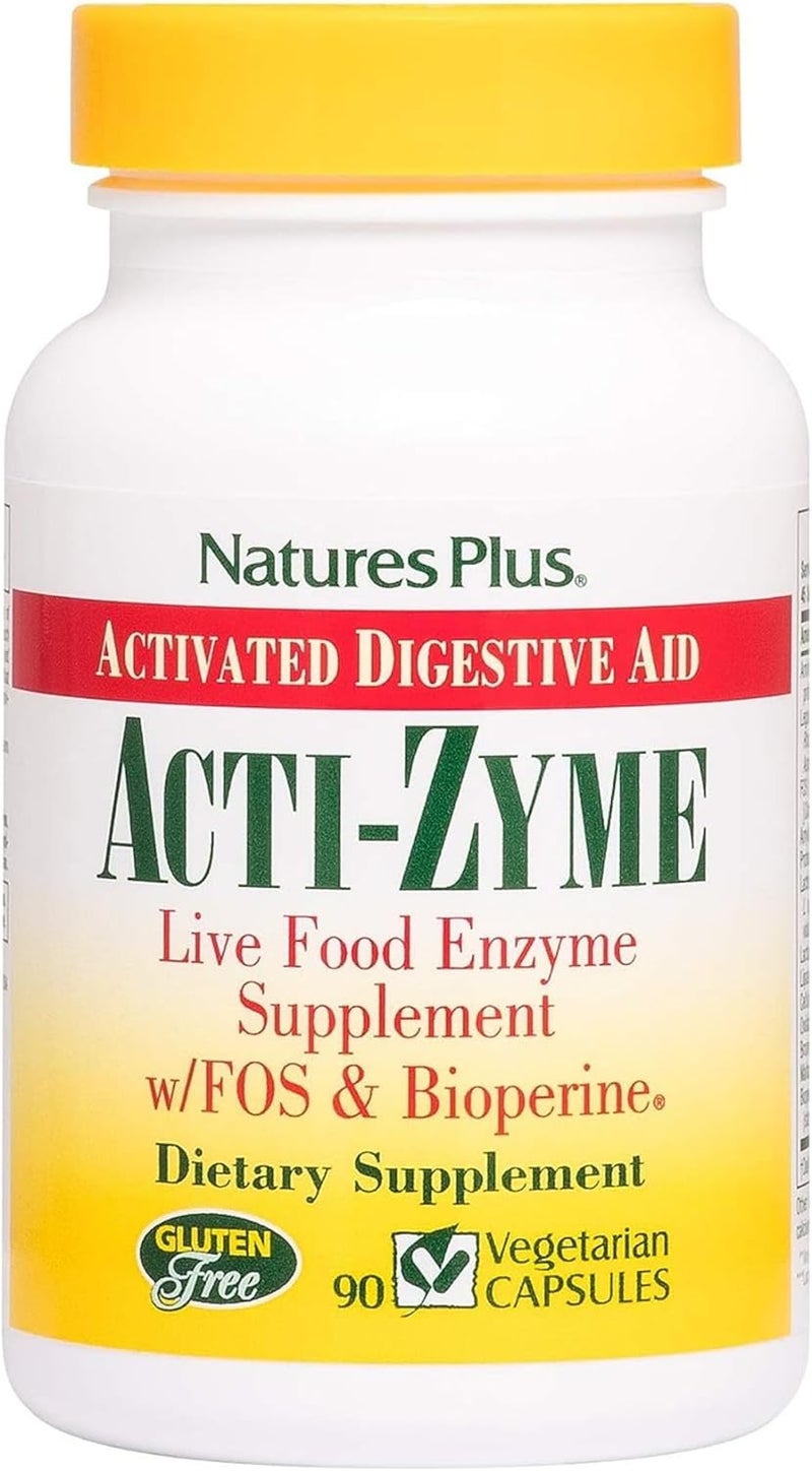 Natures Plus NaturesPlus ActiZyme Digestive Enzymes Supplement with Probiotics Bromelain Lactase Legumase Gluten Free Vegetarian 90 Capsules - Image 1