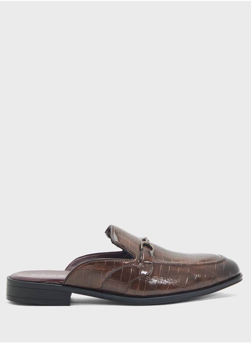 Robert Wood Emboss Detail Loafer Mules  - Image 1