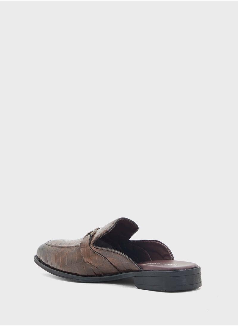Robert Wood Emboss Detail Loafer Mules  - Image 2
