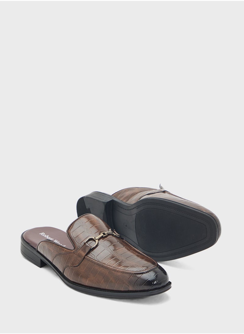 Robert Wood Emboss Detail Loafer Mules  - Image 3
