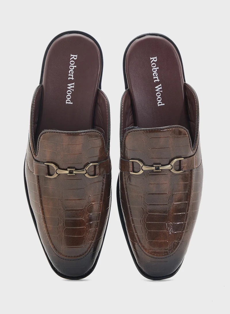 Robert Wood Emboss Detail Loafer Mules