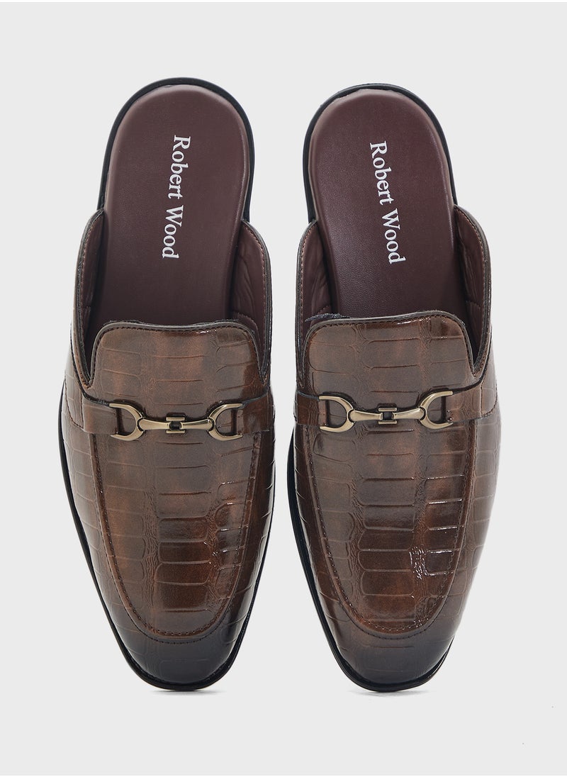 Robert Wood Emboss Detail Loafer Mules  - Image 4