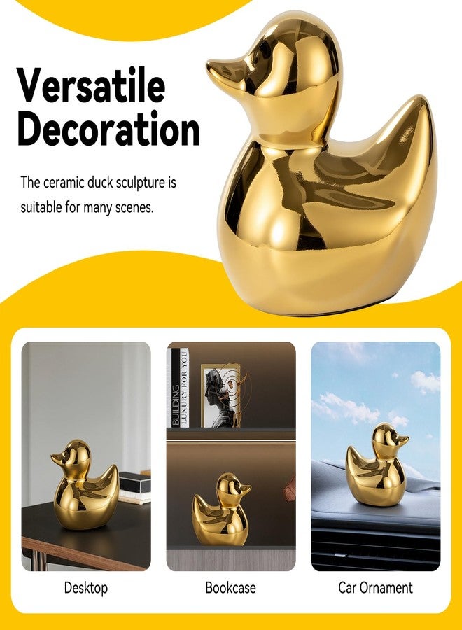 BASDHE Gold Duck Statue - Handcrafted Ceramic Duck Figurine, Mini Animal Sculpture Home Decor for Living Room, Bedroom, Office Desk | Unique Gift & Artware Decor - Image 5