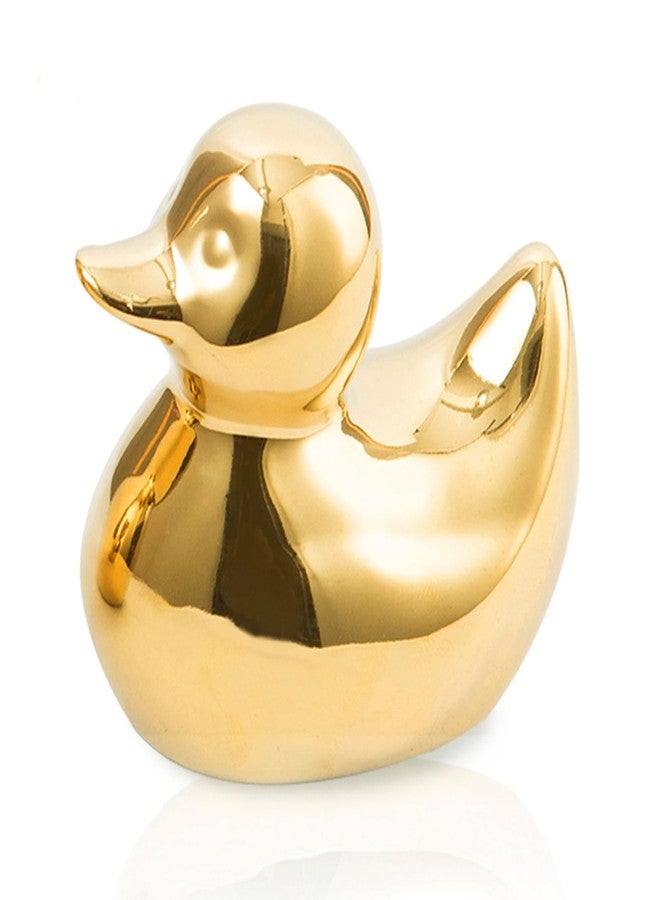 BASDHE Gold Duck Statue - Handcrafted Ceramic Duck Figurine, Mini Animal Sculpture Home Decor for Living Room, Bedroom, Office Desk | Unique Gift & Artware Decor - Image 1