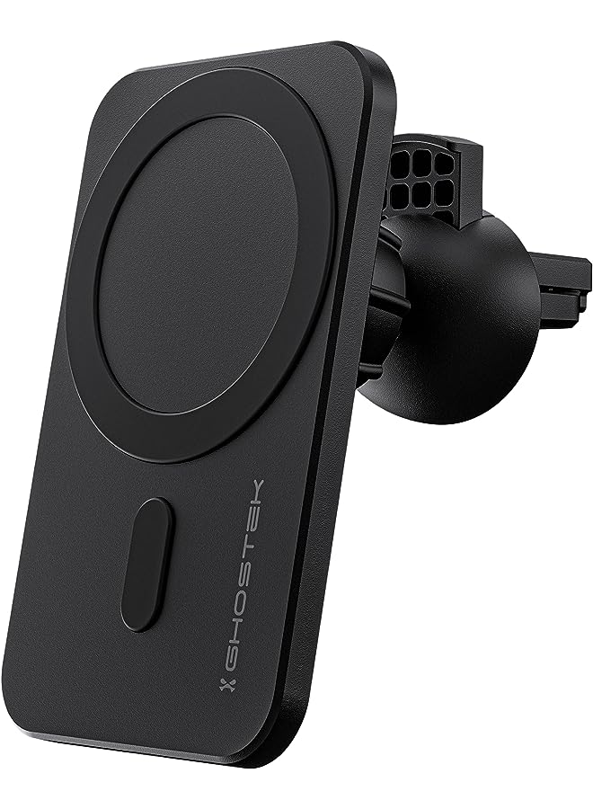 GHOSTEK NRGmount MagSafe Car Mount Charger iPhone 15W Fast Charging with Air Vent Clip, Dash Windshield Suction Clamp with Adjustable Arm Designed for iPhone 13 Pro Max, iPhone 12 Pro Max mini (Black)  - Image 1