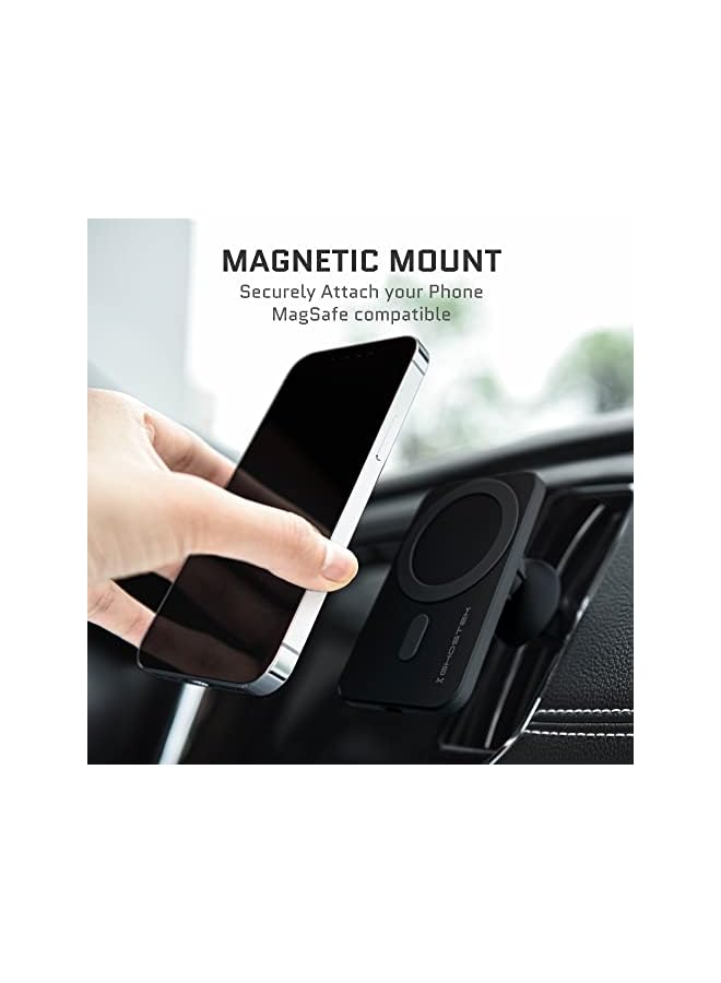 GHOSTEK NRGmount MagSafe Car Mount Charger iPhone 15W Fast Charging with Air Vent Clip, Dash Windshield Suction Clamp with Adjustable Arm Designed for iPhone 13 Pro Max, iPhone 12 Pro Max mini (Black)  - Image 4