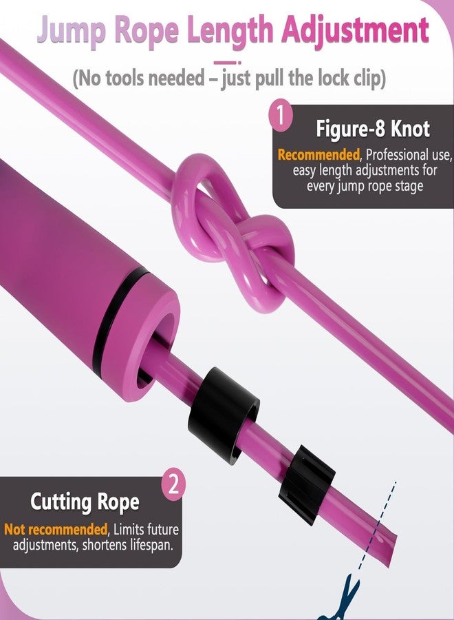 Coniflor Weighted Jump Rope, 1LB Tangle-Free Ball Bearing Rapid Speed Skipping Rope for Men Women, Adjustable 9mm PVC Rope with Handle for Boxing MMA Weight-Loss Athletic Workout Fitness, Gradient Pink&Pink - Image 5