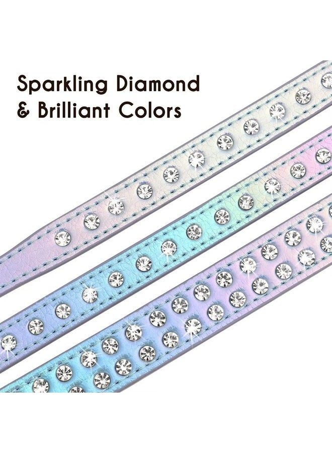 BEIRUI Bling Rhinestone Dog Collar with Studded Diamonds for Small Medium Dogs Cats,Cute Bedazzled PU Leather Dog Collar with Sparkling Crystals for Girl Boy Puppies,Blue,XS - Image 1