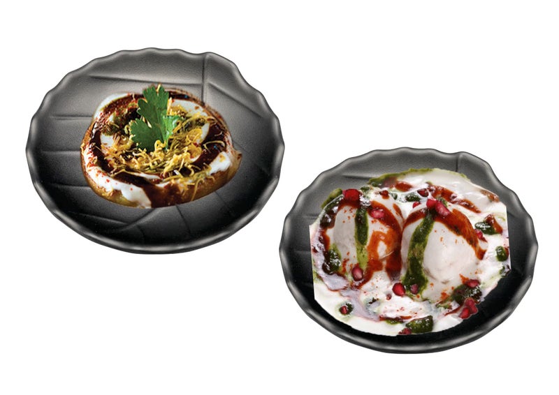 ZIDO Pack of 2 Multipurpose Dahi Bhalla Plate/Chaat Plate/Snacks Plate/Appetizer Plate/Dessert Plate for Serving All Type of Chat, Dessert and Snacks etc - Image 1