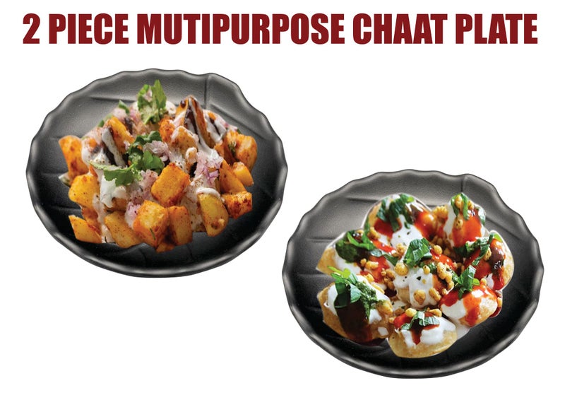 ZIDO Pack of 2 Multipurpose Dahi Bhalla Plate/Chaat Plate/Snacks Plate/Appetizer Plate/Dessert Plate for Serving All Type of Chat, Dessert and Snacks etc - Image 4