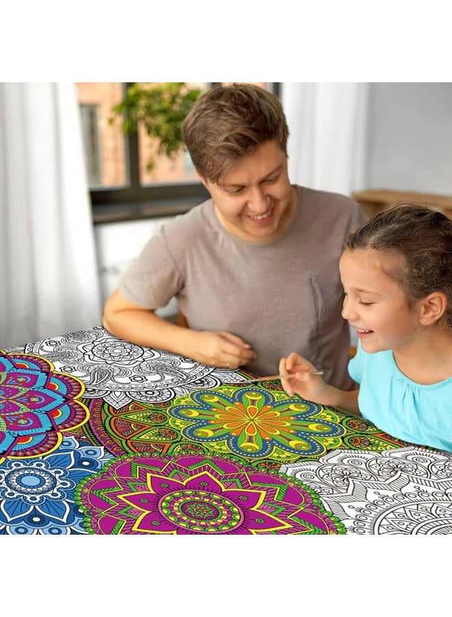 Tevxj 2 Pack Giant Mandala Coloring Posters 39" x 26" Jumbo Mandala Coloring Page for Kids Teens Adults Large Coloring Tablecloth Huge Art Craft Activity for Spring Classroom Wall Party Supplies Favor - Image 4