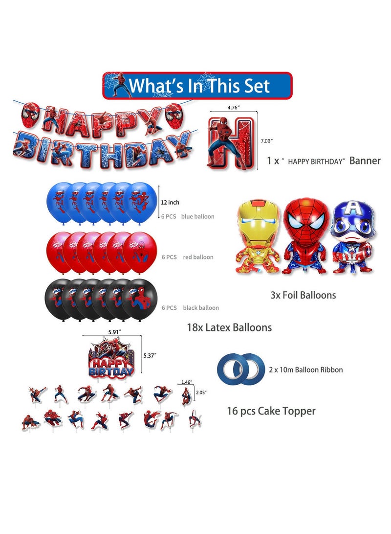 S-Quality Spider-Man Themed Birthday Party Decoration Children's Birthday Flag Cake Balloon Set Arrangement - Image 2