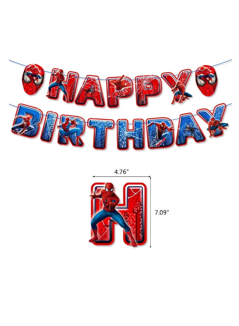S-Quality Spider-Man Themed Birthday Party Decoration Children's Birthday Flag Cake Balloon Set Arrangement - Image 3