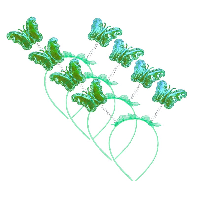 4pcs Iridescent Butterfly Headband For Kids - Glitter Butterfly Bopper Headpiece Party Dress-Up Prop Cosplay Costume Accessory - Toddler Carnival Hairband For Photo Booth Green - Image 4