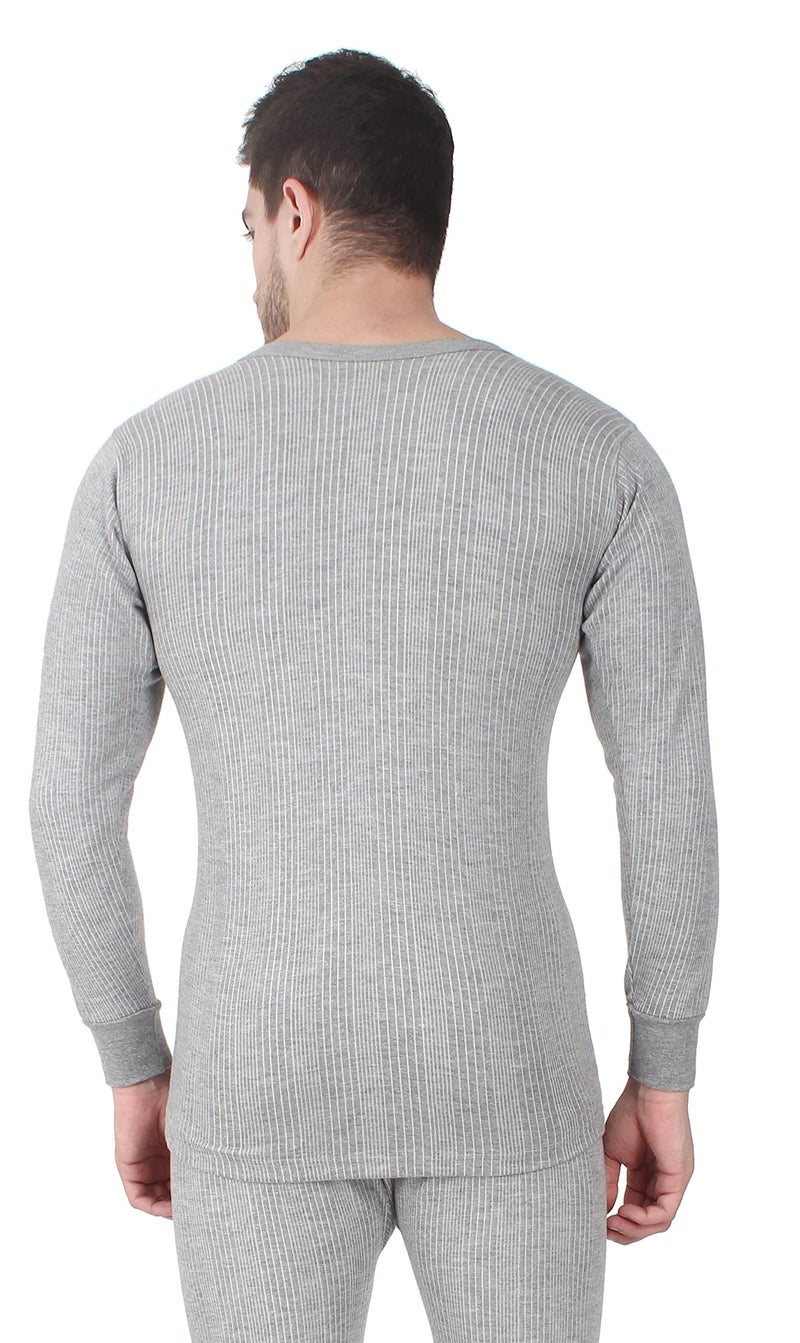 Alfa Quilted Premium Men's Full Sleeves Cotton Thermal Top (L. Melange Grey, M) | Slim Fit Winter Inner Top - Image 5
