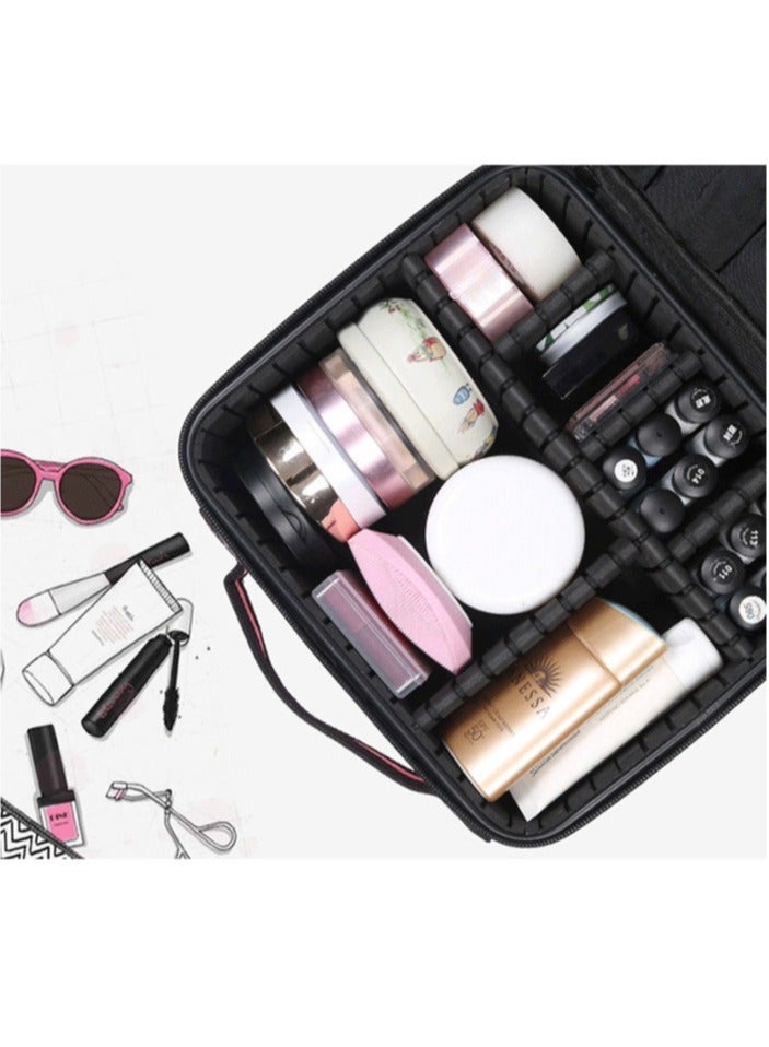 MORANO Makeup Bag with Mirror of LED Lighted , Cosmetic Bag Organizer with Adjustable Dividers (Black) - Image 3