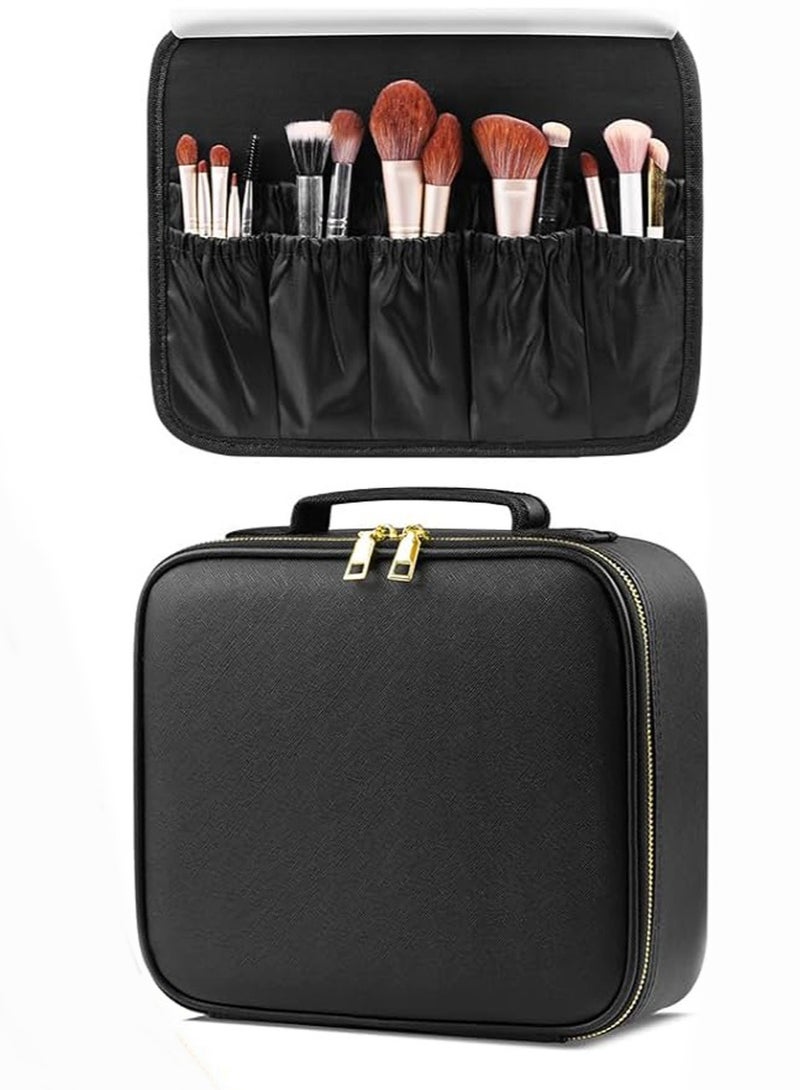 MORANO Makeup Bag with Mirror of LED Lighted , Cosmetic Bag Organizer with Adjustable Dividers (Black) - Image 5