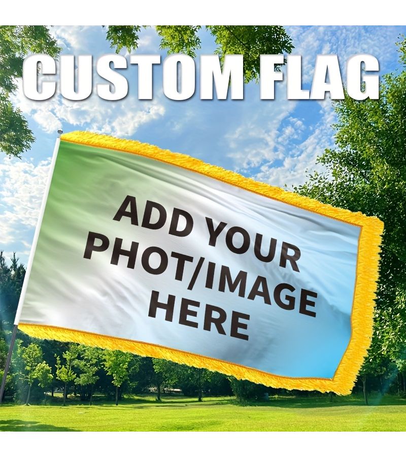Custom Square Tassel Flag 94.49x62.99 Inch Black Beard Photo Banner for Lawn Garden Decor - Image 1
