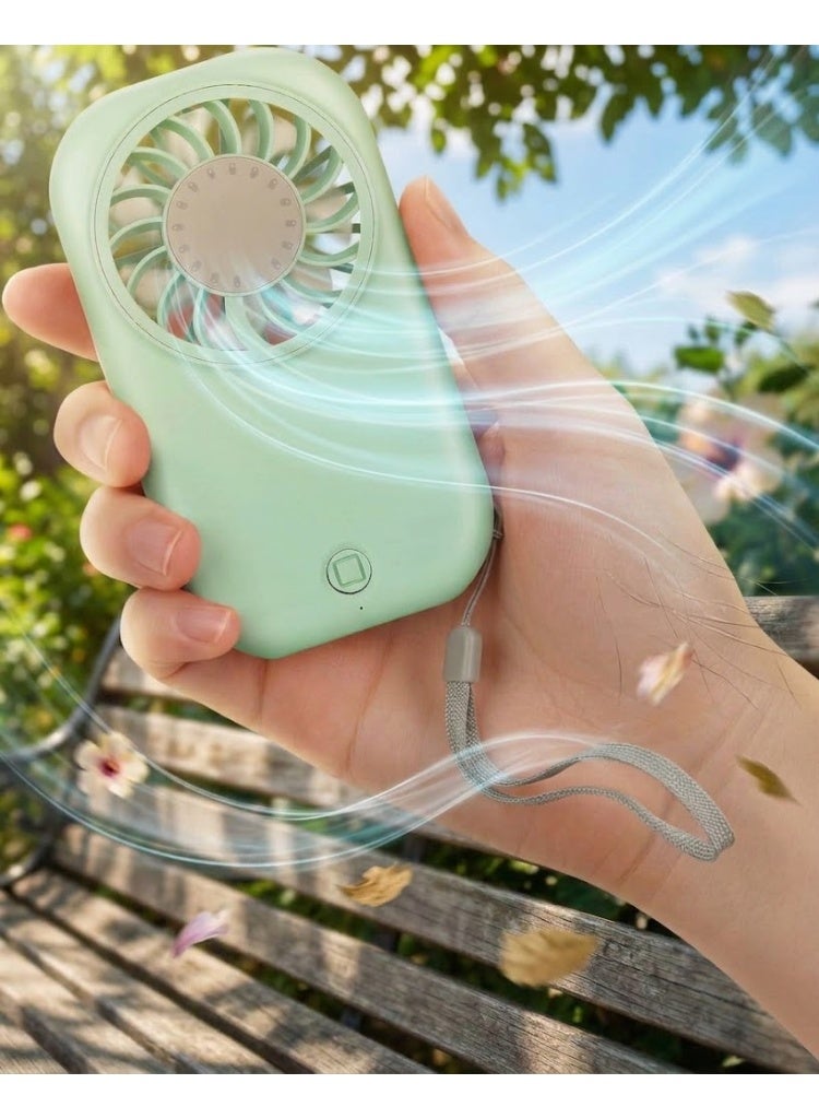 USB Rechargeable Handheld Mini Fan Portable Eyelash & Makeup Fan 5 Speed Personal Cooling Fan Lightweight Travel Fan for Women Summer Gift Green