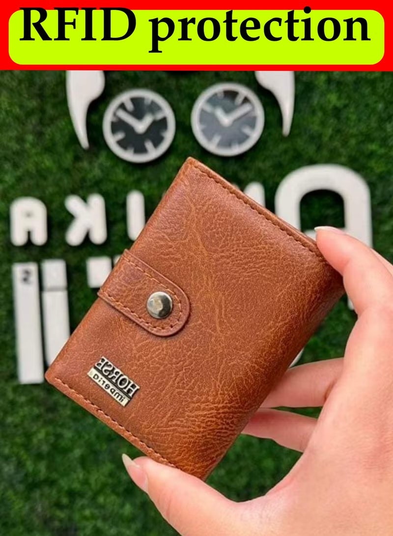 Horse RFID protection leather wallet with metallic card holder - Image 1