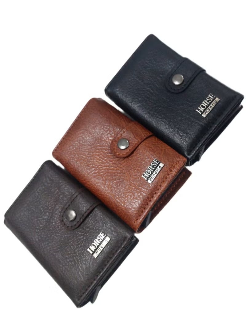 Horse RFID protection leather wallet with metallic card holder - Image 2