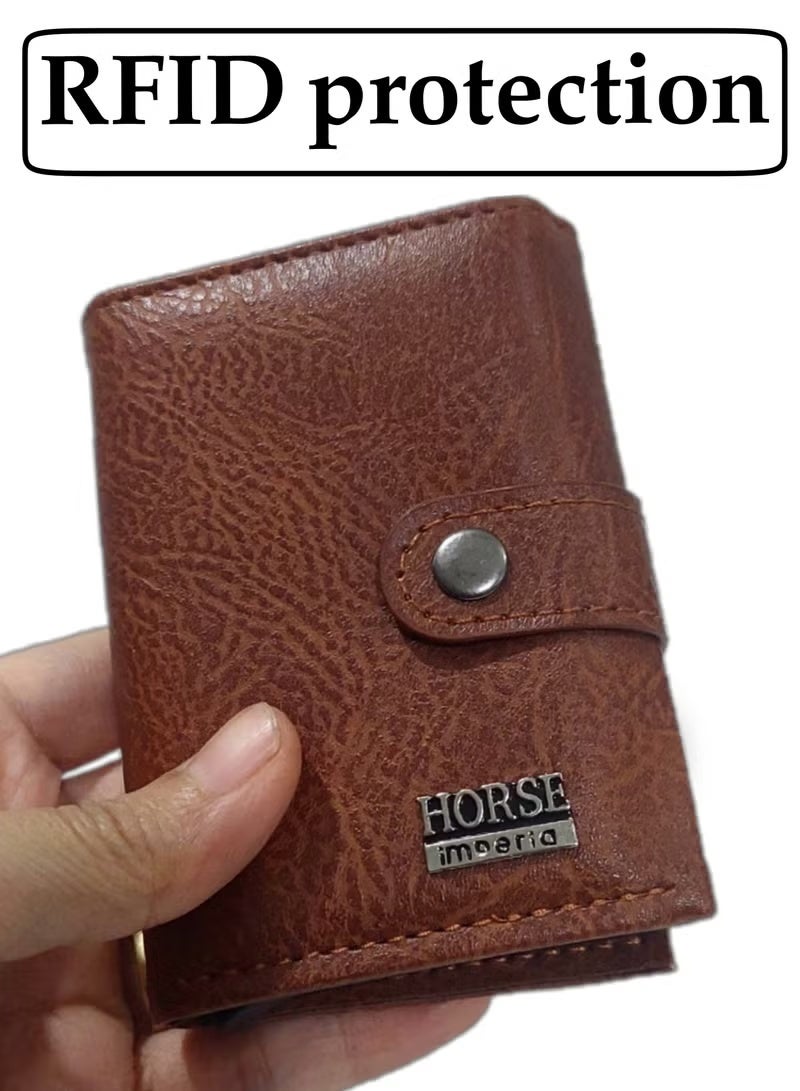Horse RFID protection leather wallet with metallic card holder - Image 4