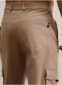 Hubberholme Men’s Loose Fit Taupe Cargo Trousers with Mid-Rise Waist  - Image 5
