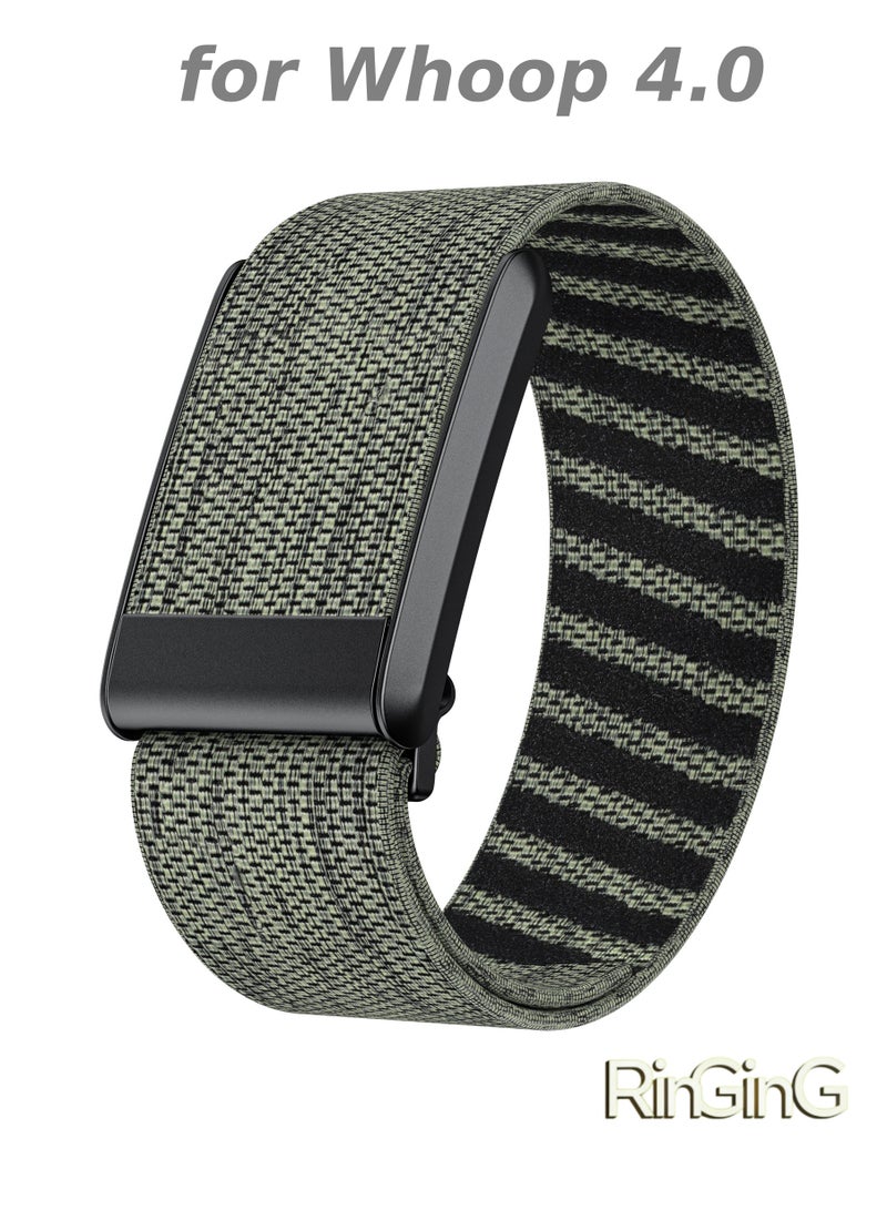 رِينْجِنْج الأساور المطاطية التنفسية لـ Whoop 4.0 - سوار نسجي قابل للتعديل مصنوع من خليط النايلون الماص للرطوبة، مصمم للارتداء اليومي أثناء مراقبة النوم وتمارين الجيم وتتبع النشاط. يجمع بين الراحة التنفسية وقابلية التعديل لاستبدال السوار بسهولة. يتم التركيب دون الحاجة لأدوات. - Image 1