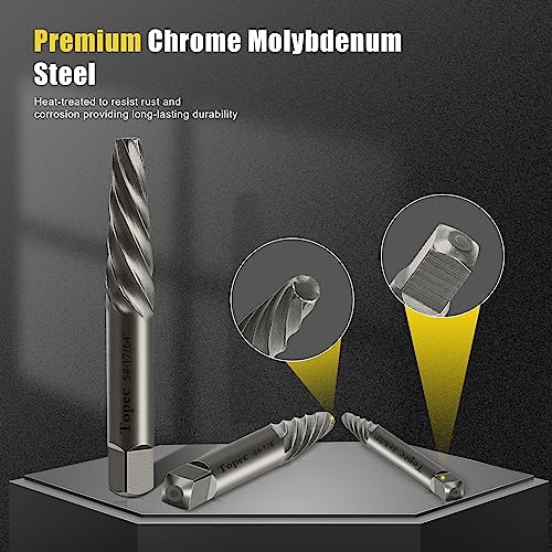 TOPEC Damaged Screw Extractor Set, 7 Piece Easy Out Bolt Extractor for Easily Remove Broken Bolts, Stripped Screws, Studs - Image 3