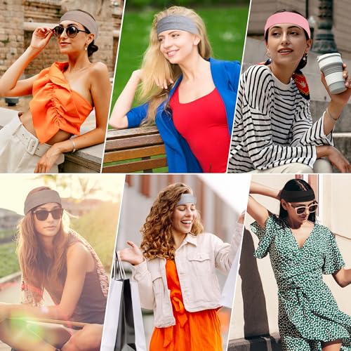 Ztomine Headbands for Women, 8pcs Stretchy Non Slip Soft Cotton Cloth Hair Bands for Sports, Workout, Yoga and Running - Image 3