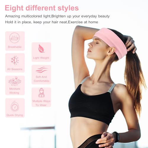Ztomine Headbands for Women, 8pcs Stretchy Non Slip Soft Cotton Cloth Hair Bands for Sports, Workout, Yoga and Running - Image 2