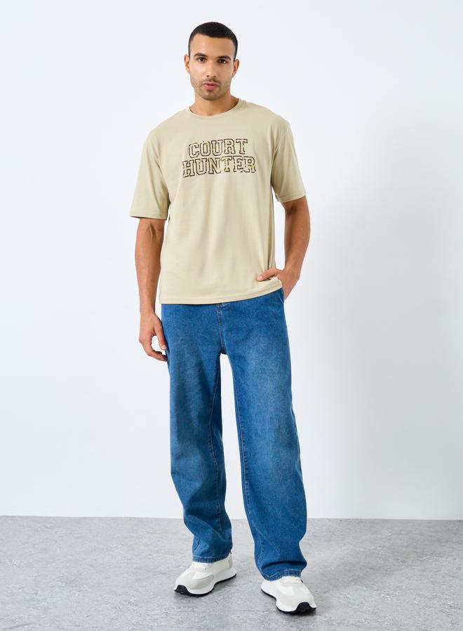 Styli Men Khaki Oversized Printed Jersey T-Shirt - Image 3