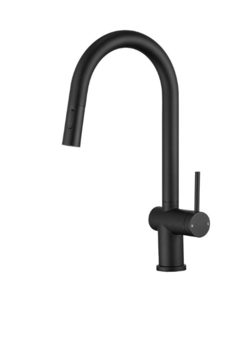 SUIZAK Kitchen Faucet with Pull Out Spray - SZF11802MB, Stainless Steel 304 Body & Handle, Electroplated Matte Black Finish, Ceramic Cartridge (500K Cycles), 360° Rotation, Magnetic 2-Function Sprayer, Single Hole Installation - Image 1