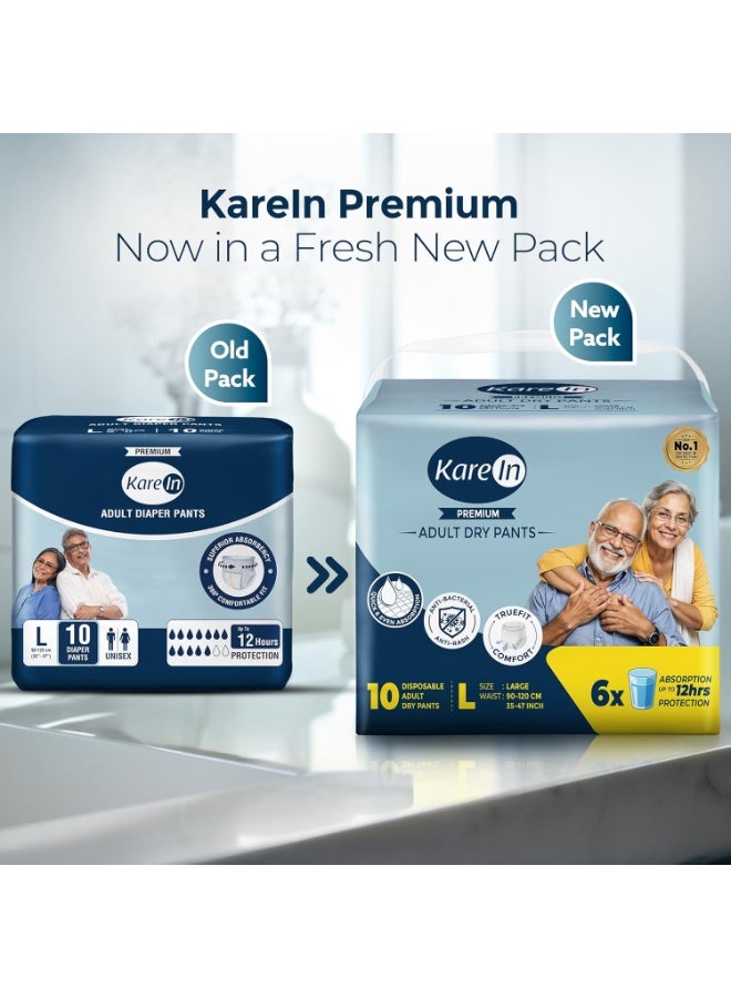 Karein Premium Adult Diaper Pant L Size, Large, Waist (90-120 cm 35"-47"), 60 Unit, Long Protection Hour, Unisex, Quick & Even Absorption, Anti-Bacterial, Leakproof, Odour Control, Wetness Indicator - Image 2