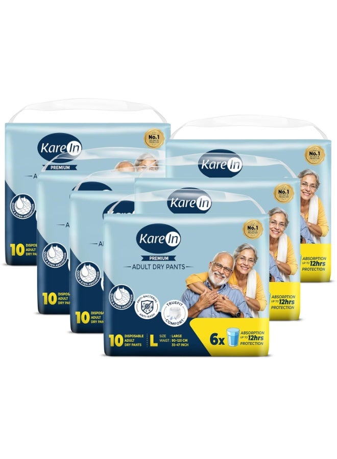 Karein Premium Adult Diaper Pant L Size, Large, Waist (90-120 cm 35"-47"), 60 Unit, Long Protection Hour, Unisex, Quick & Even Absorption, Anti-Bacterial, Leakproof, Odour Control, Wetness Indicator - Image 1