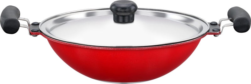 SOWBAGHYA Non Stick Elite Aluminium Deep Appakadai - Red - Appam Maker Non Stick With Lid - Appam Chatty Appachatti - Appamkadai - Ideal For Indian Cooking (Aluminium, 3.2 MMThickness) ,1 Count - Image 3