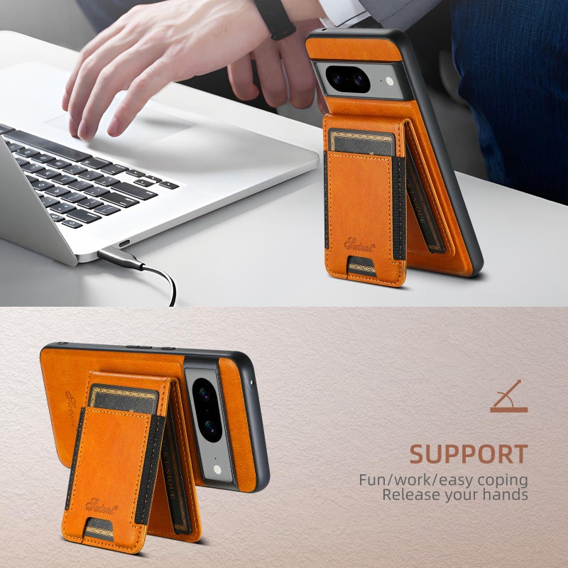 Suteni For Google Pixel 10 H17 Oil Eax Leather Detachable Wallet Phone Case(Khaki) - Image 3