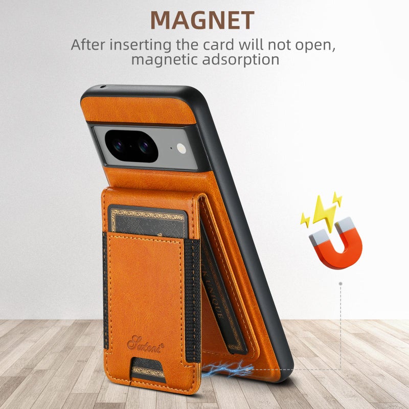 Suteni For Google Pixel 10 H17 Oil Eax Leather Detachable Wallet Phone Case(Khaki) - Image 4