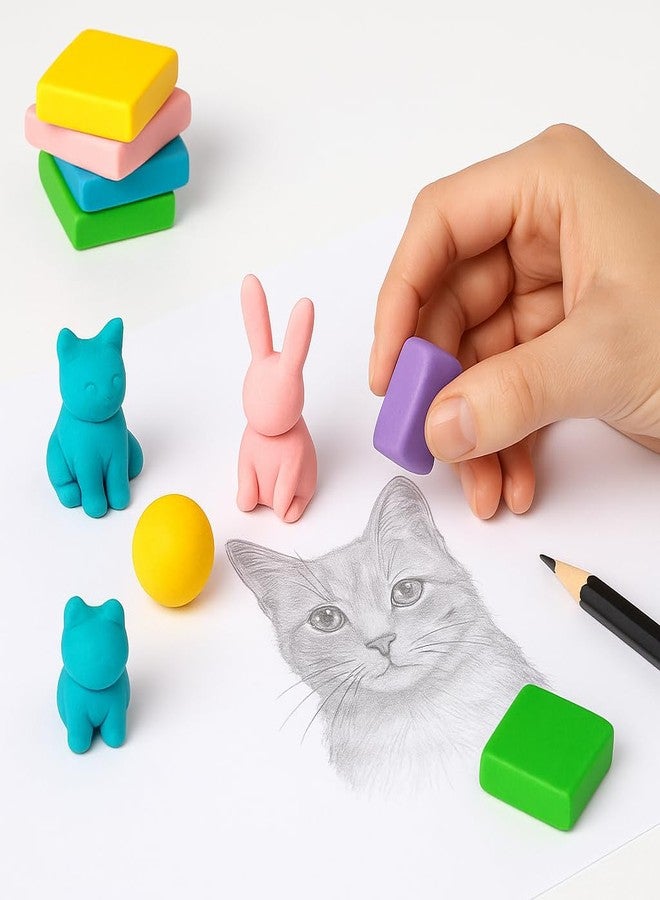 Ouksma 24 Pack Kneaded Erasers,Colorful Drawing Art Moldable Kneaded Sketching Erasers for Artists Blend, Shade, Smooth(24,Colored Eraser) - Image 4