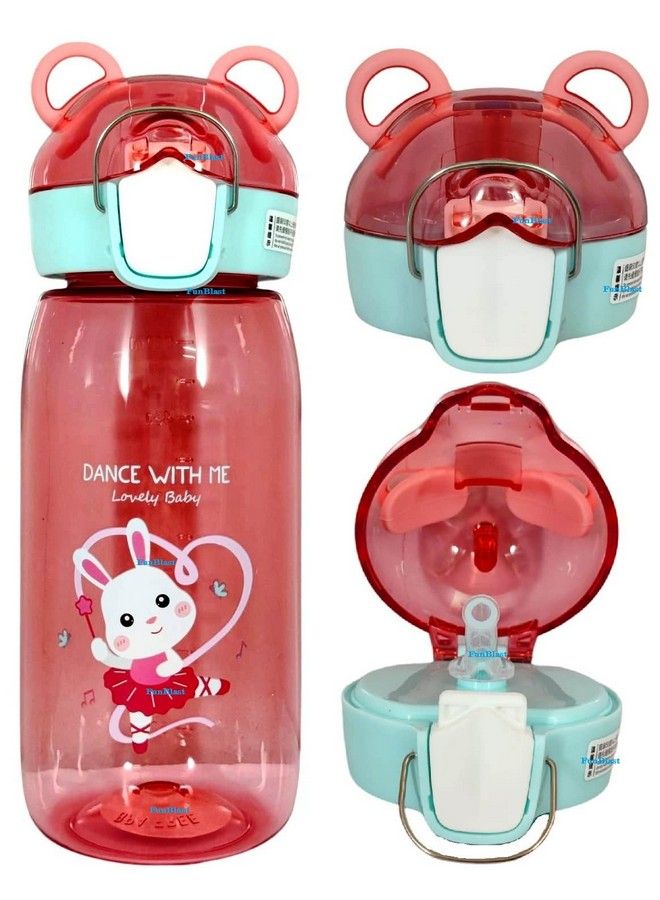 FunBlast School Water Bottle For Kids Cartoon Design Tritan Water Bottle For School Going Kids Anti Leak Kids Sipper Water Bottle For Children 550 Ml (Pink) - Image 1