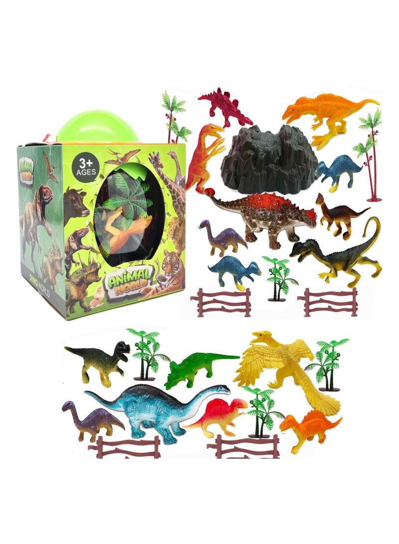 Fitto Dinosaur Egg 27 Pieces Dinosaur Figures Playset with Trex, Tyrannosaurs, Brachiosaurus, and More - Image 1
