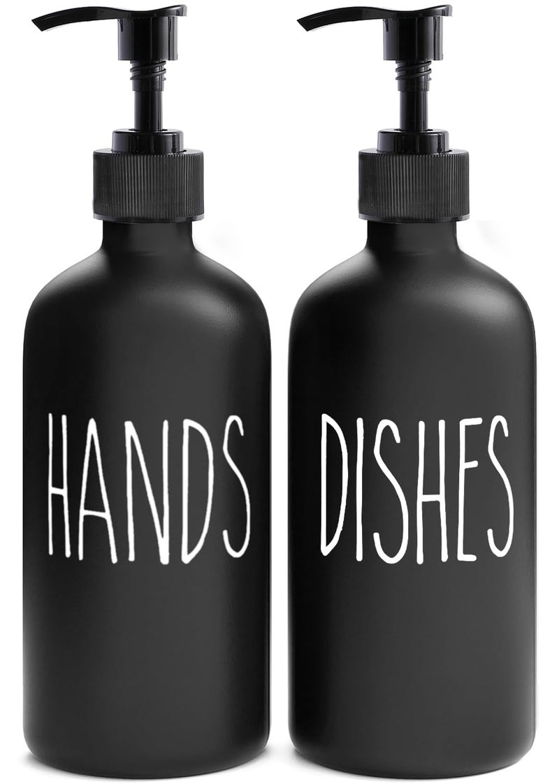 MOMEEMO Soap Dispenser Set 2 Pack Contains Dish and Hand Soap Dispenser Perfect for Black Kitchen Decor Black