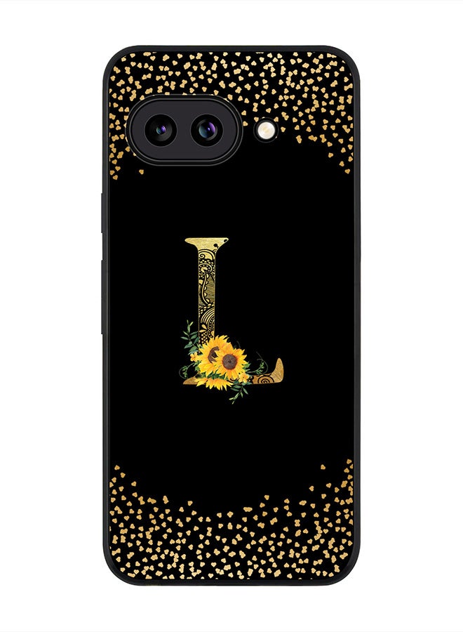 Stylizedd For Google Pixel 9a Case,Slim fit Camera Protection, Shockproof Thin Phone cover  - Custom Floral Monogram - L ( Black )