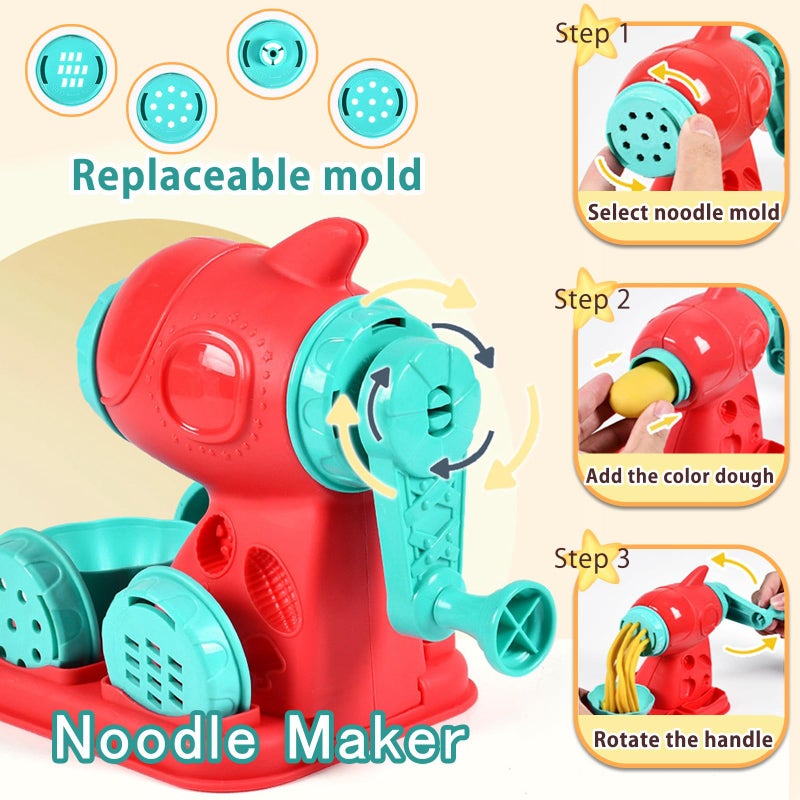 Crelloci 3 in 1 Color Dough Kitchen Creations Set, Ice Cream Spaghetti Burger Maker Machine, Art Crafts Food Modeling Toys, Accessories Tools Kit for Boys Girls Kids Toddlers Ages 3+ (12 Colors Dough) - Image 3