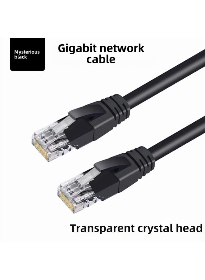 Generic 8-core Finished Network Cable Jumper Router Cat 6 Six Gigabit Network Cable RJ45 Computer High-speed Broadband Network Cable-Color:Pure Black Transparent Head-Line Length:80m  - Image 1